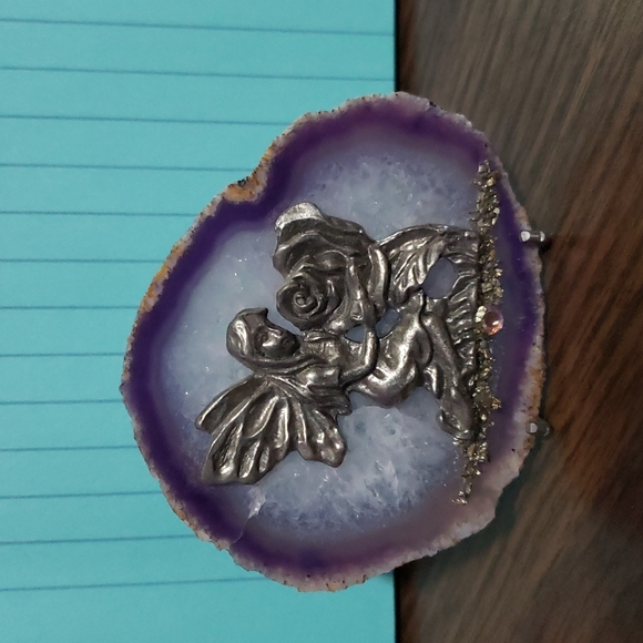 Purple Agate Slice with Fairy - Picture 1 of 3